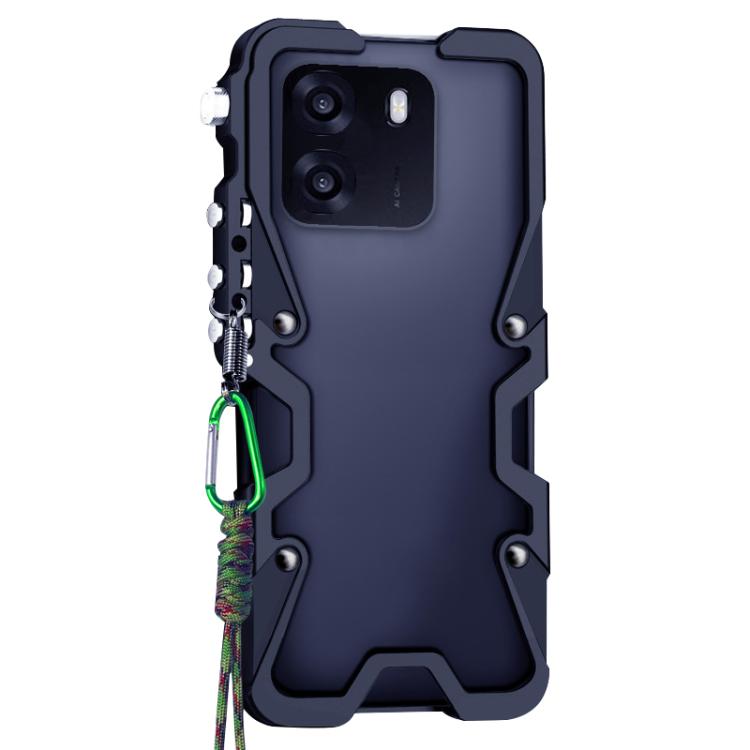 For OPPO K14 5G Trigger Design Hollow Metal Frame Phone Case with Lanyard