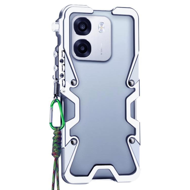 For OPPO K14 5G Trigger Design Hollow Metal Frame Phone Case with Lanyard