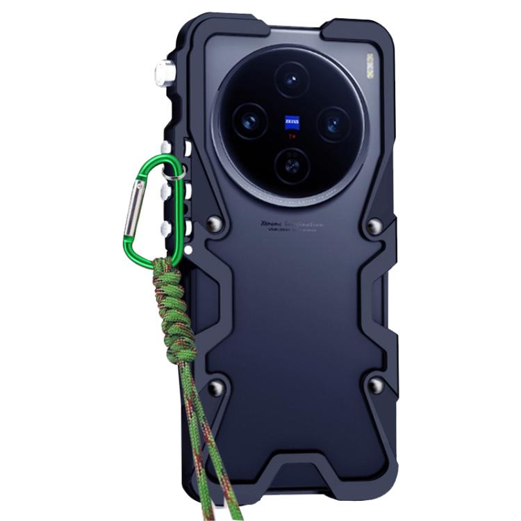 For vivo X100s Pro Trigger Design Hollow Metal Frame Phone Case with Lanyard