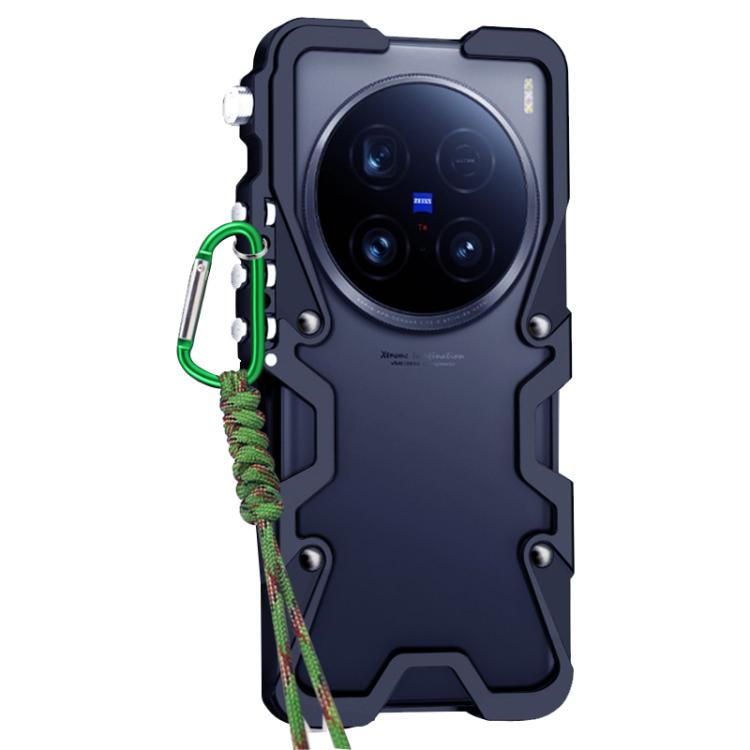 For vivo X100 Ultra Trigger Design Hollow Metal Frame Phone Case with Lanyard