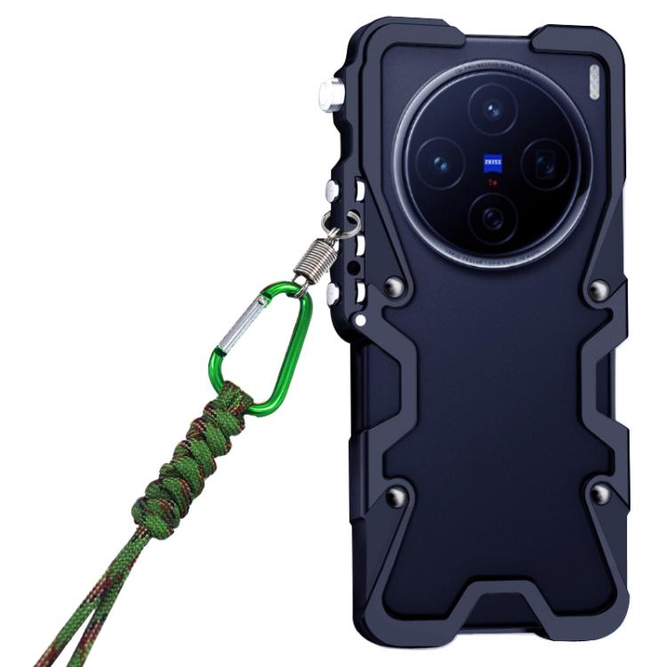 For vivo X200 Trigger Design Hollow Metal Frame Phone Case with Lanyard