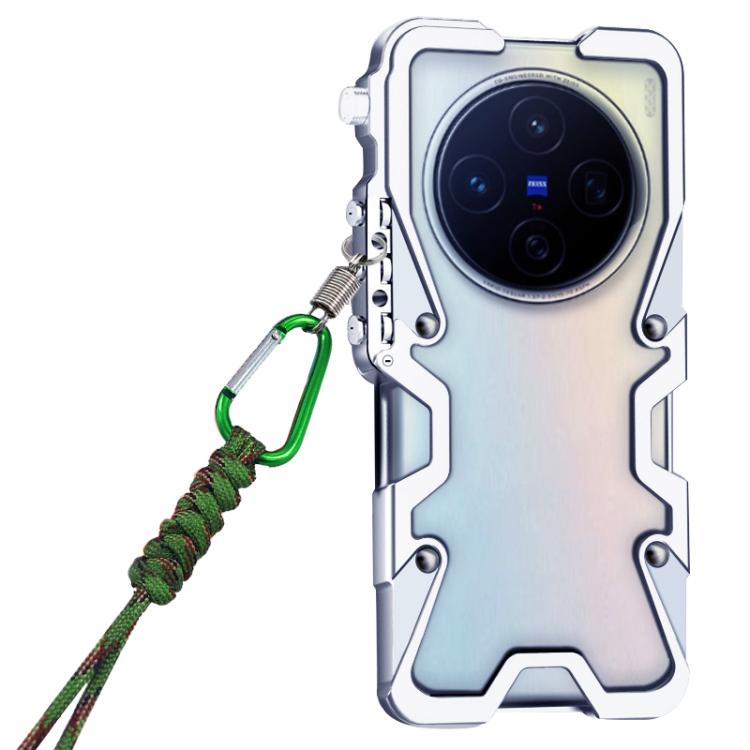 For vivo X200 Trigger Design Hollow Metal Frame Phone Case with Lanyard