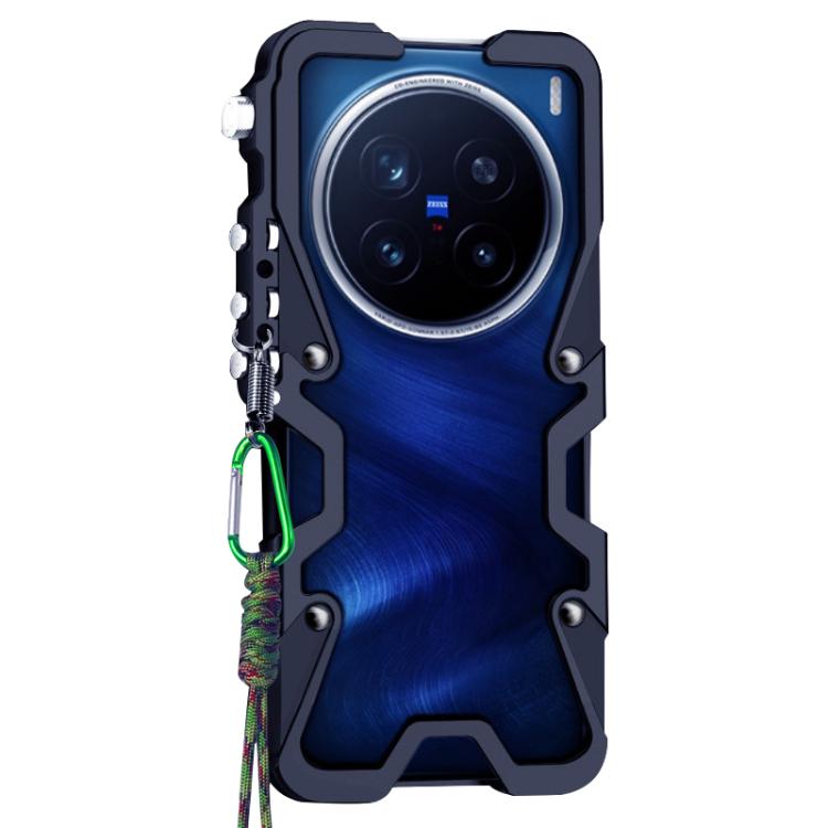 For vivo X200 Pro Trigger Design Hollow Metal Frame Phone Case with Lanyard