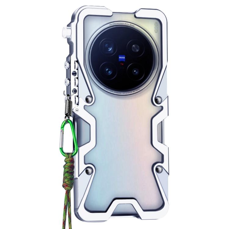 For vivo X200 Pro Trigger Design Hollow Metal Frame Phone Case with Lanyard