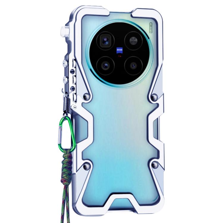For vivo X200 Ultra Trigger Design Hollow Metal Frame Phone Case with Lanyard