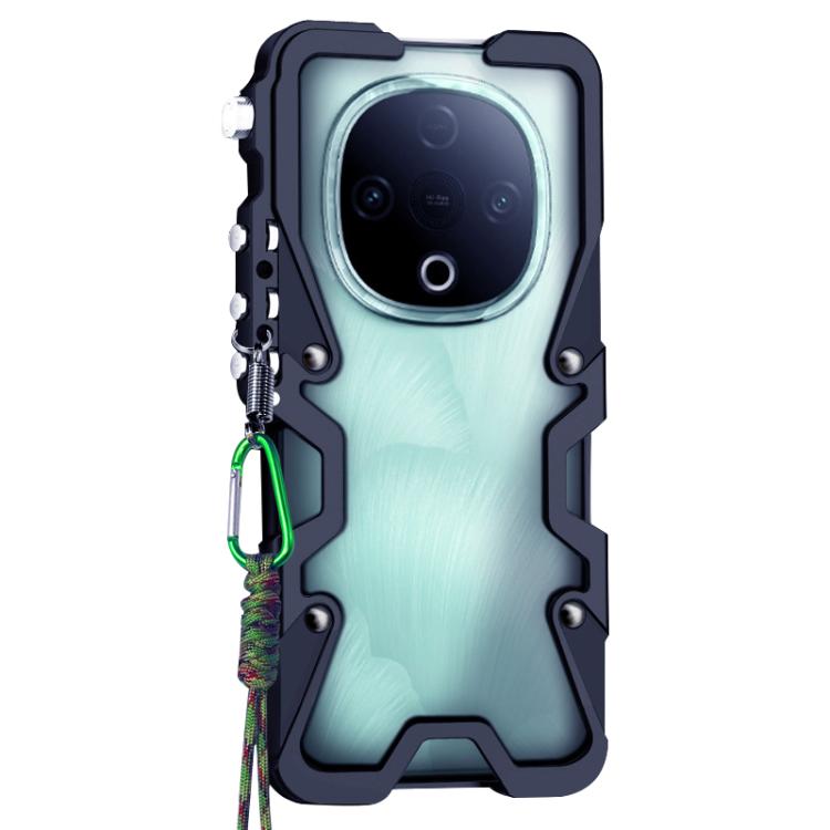 For vivo Y300 Trigger Design Hollow Metal Frame Phone Case with Lanyard