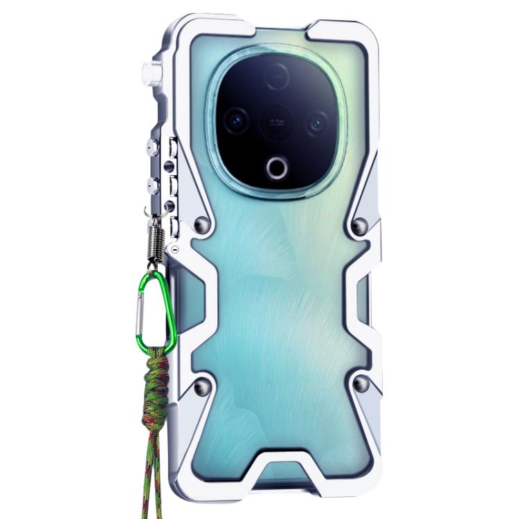 For vivo Y300 Trigger Design Hollow Metal Frame Phone Case with Lanyard