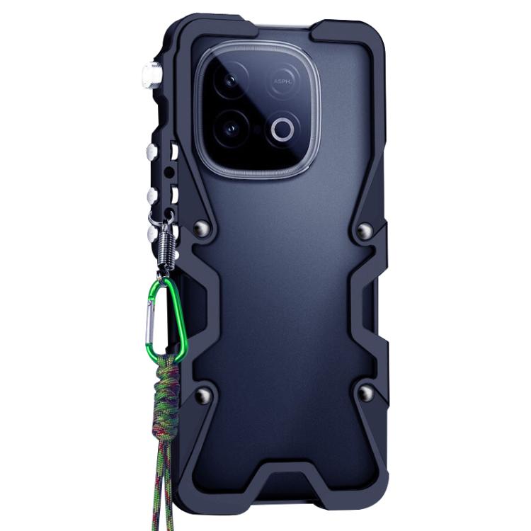 For vivo Y300 GT Trigger Design Hollow Metal Frame Phone Case with Lanyard