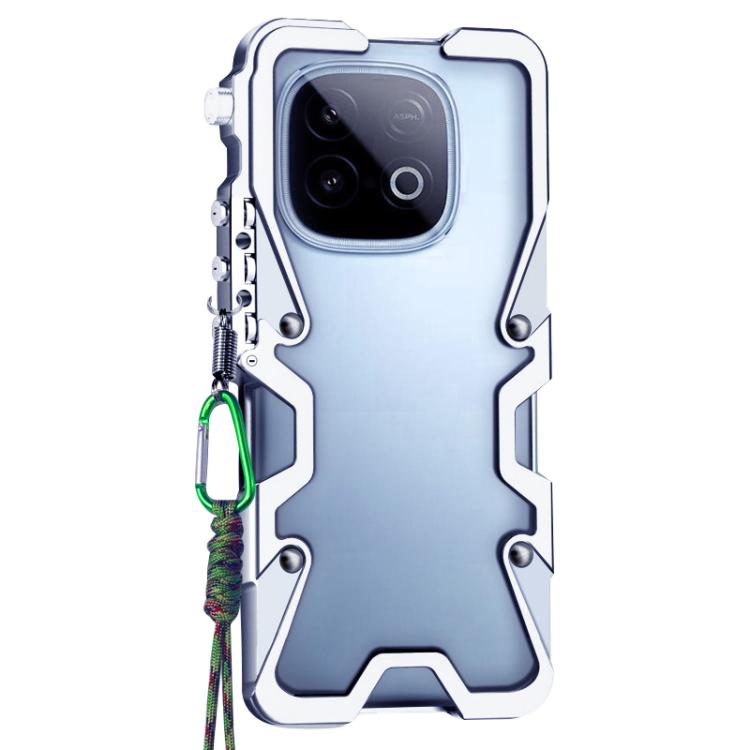 For vivo Y300 GT Trigger Design Hollow Metal Frame Phone Case with Lanyard