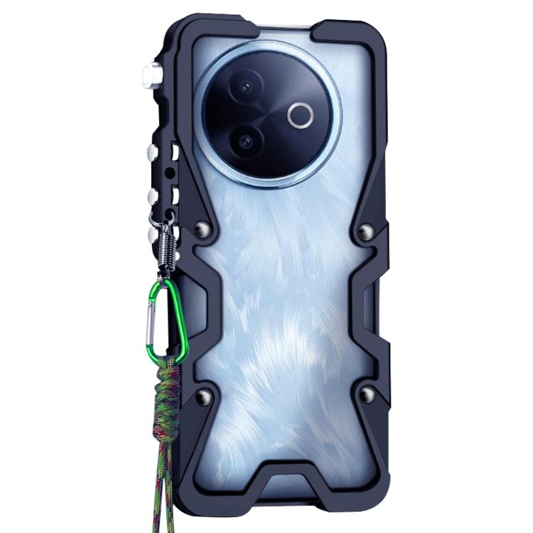 For vivo Y300i Trigger Design Hollow Metal Frame Phone Case with Lanyard
