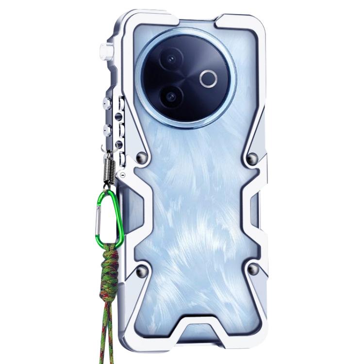 For vivo Y300i Trigger Design Hollow Metal Frame Phone Case with Lanyard