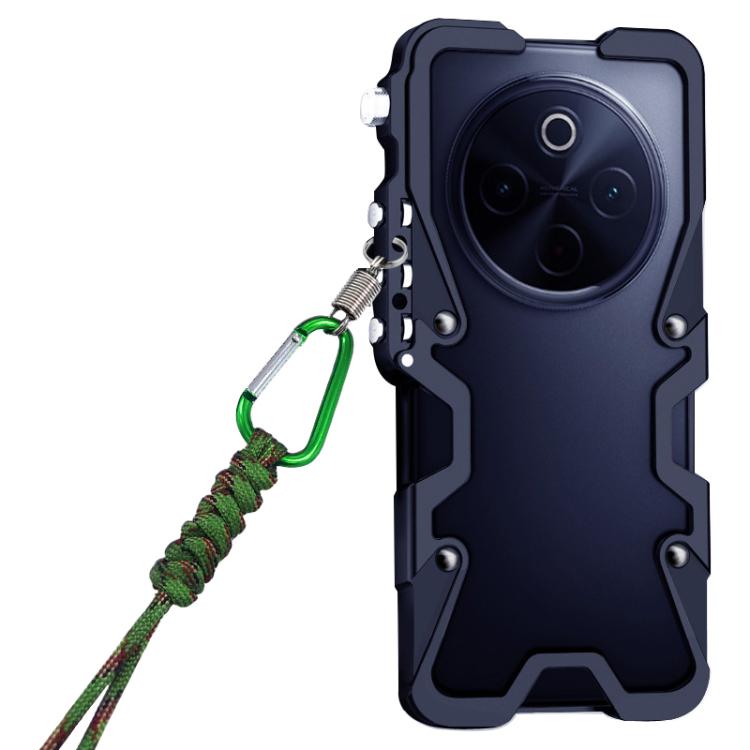 For vivo Y300 Pro Trigger Design Hollow Metal Frame Phone Case with Lanyard