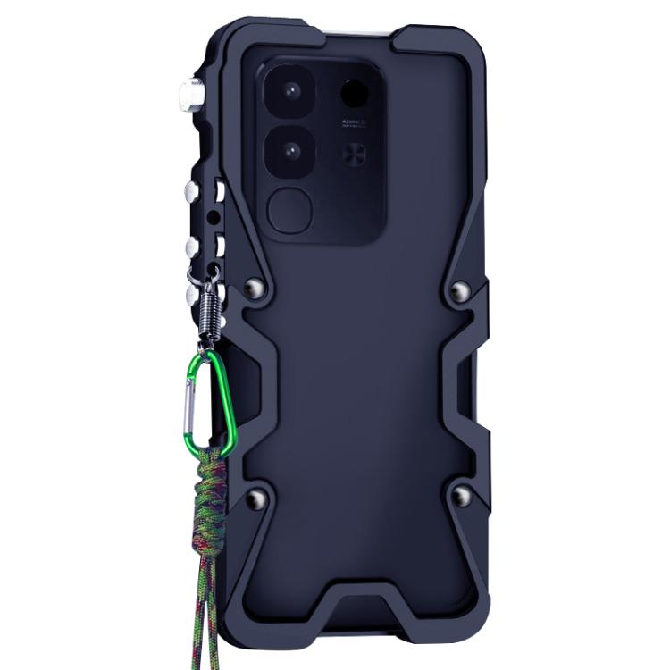 For vivo Y300t Trigger Design Hollow Metal Frame Phone Case with Lanyard