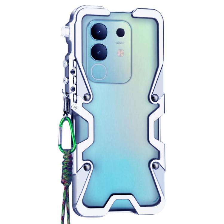 For vivo Y300t Trigger Design Hollow Metal Frame Phone Case with Lanyard