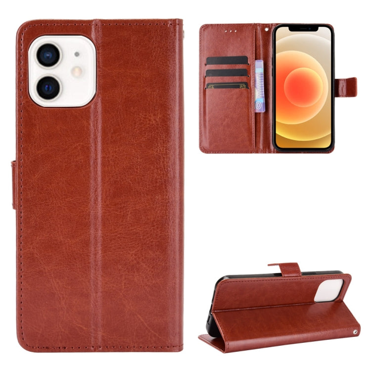 For iPhone 12 mini Crazy Horse Texture Horizontal Flip Leather Case with Holder & Card Slots & Wallet & Lanyard