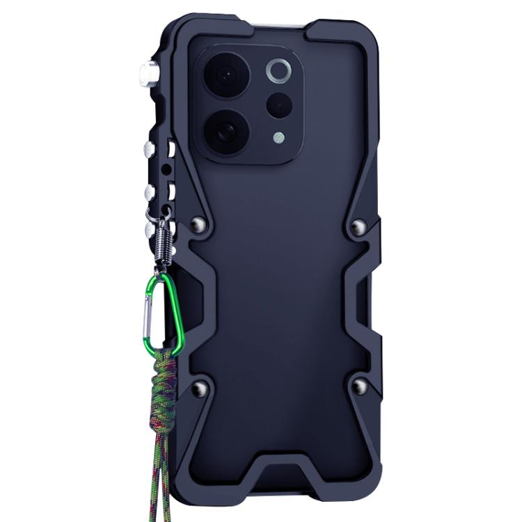For vivo S50 5G Trigger Design Hollow Metal Frame Phone Case with Lanyard