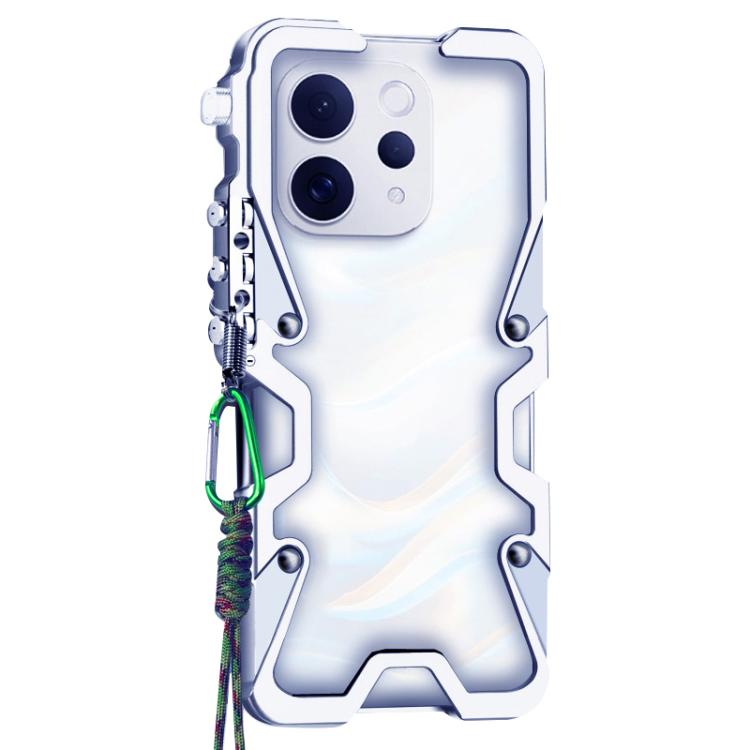 For vivo S50 5G Trigger Design Hollow Metal Frame Phone Case with Lanyard