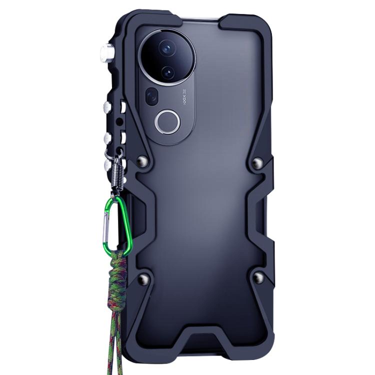 For vivo T4 Ultra 5G Trigger Design Hollow Metal Frame Phone Case with Lanyard