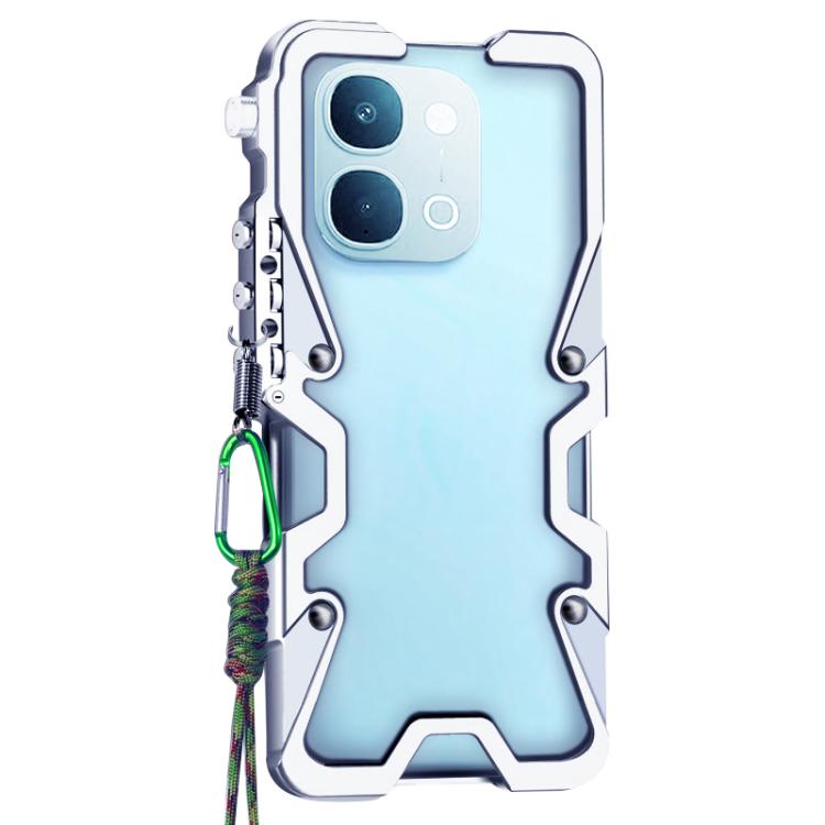 For vivo T5x 5G Trigger Design Hollow Metal Frame Phone Case with Lanyard