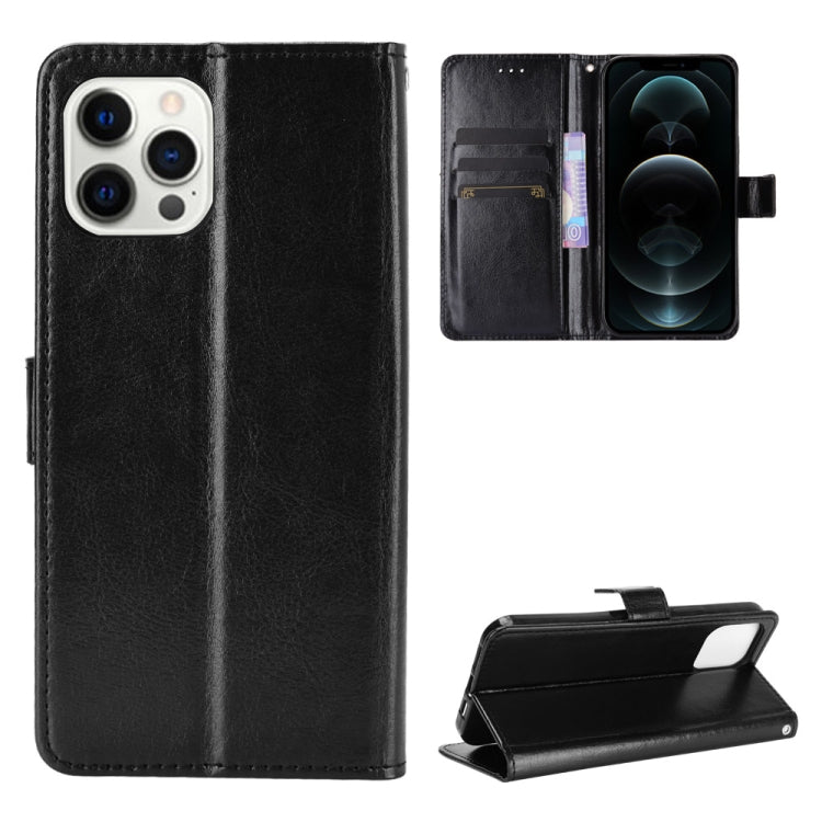 For iPhone 12 / 12 Pro Crazy Horse Texture Horizontal Flip Leather Case with Holder & Card Slots & Wallet & Lanyard