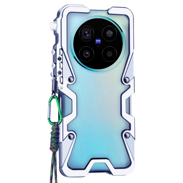 For vivo X200T 5G Trigger Design Hollow Metal Frame Phone Case with Lanyard