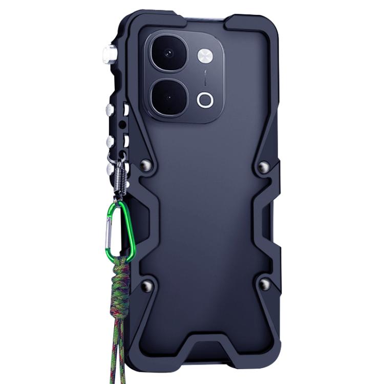For vivo Y31d 4G Trigger Design Hollow Metal Frame Phone Case with Lanyard