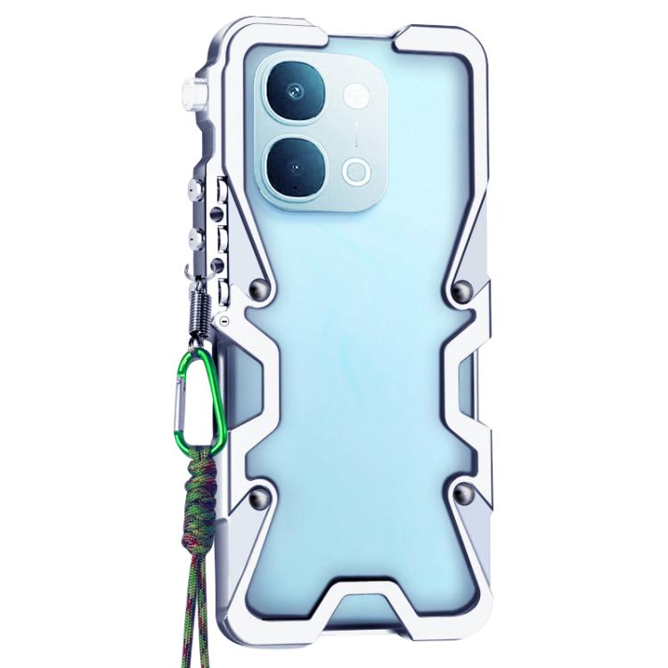 For vivo Y31d 4G Trigger Design Hollow Metal Frame Phone Case with Lanyard