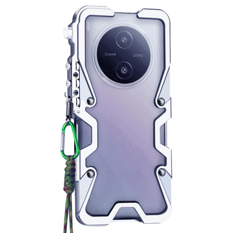 For vivo Y600 Pro 5G Trigger Design Hollow Metal Frame Phone Case with Lanyard