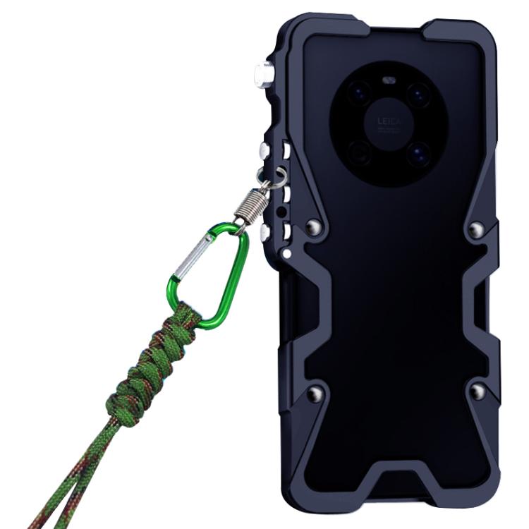 For Huawei Mate 40 Trigger Design Hollow Metal Frame Phone Case with Lanyard