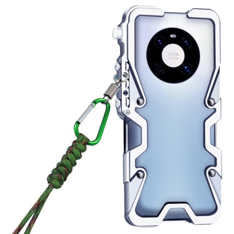 For Huawei Mate 40 Trigger Design Hollow Metal Frame Phone Case with Lanyard