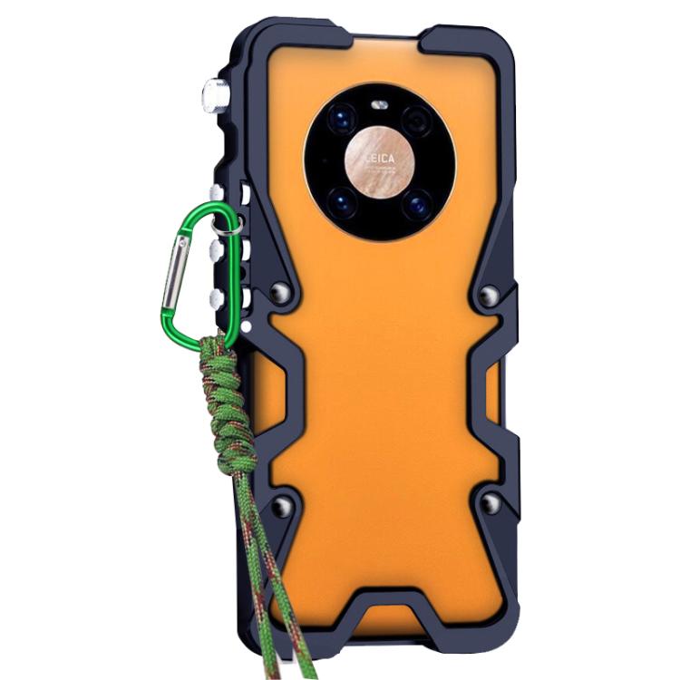 For Huawei Mate 40 Pro Trigger Design Hollow Metal Frame Phone Case with Lanyard