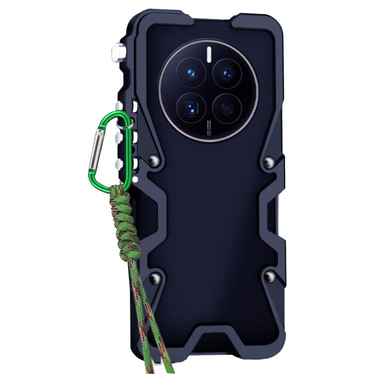 For Huawei Mate 50 Trigger Design Hollow Metal Frame Phone Case with Lanyard