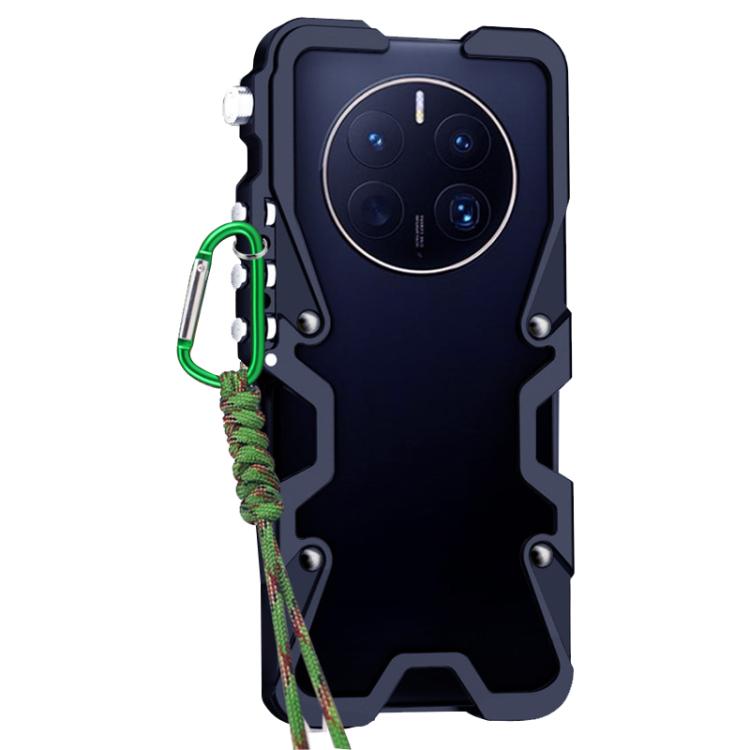 For Huawei Mate 50 Pro Trigger Design Hollow Metal Frame Phone Case with Lanyard