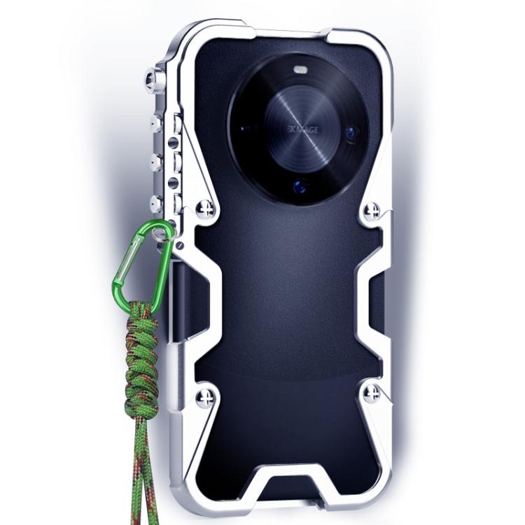 For Huawei Mate 60 Pro+ Trigger Design Hollow Metal Frame Phone Case with Lanyard