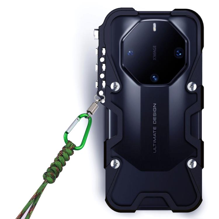 For Huawei Mate 60 RS Ultimate Trigger Design Hollow Metal Frame Phone Case with Lanyard