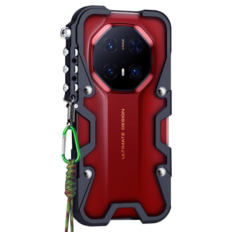 For Huawei Mate 70 RS Ultimate Trigger Design Hollow Metal Frame Phone Case with Lanyard