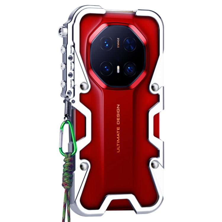 For Huawei Mate 70 RS Ultimate Trigger Design Hollow Metal Frame Phone Case with Lanyard