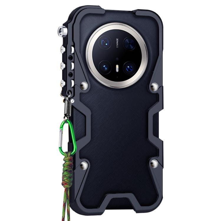 For Huawei Mate 70 Pro+ Trigger Design Hollow Metal Frame Phone Case with Lanyard