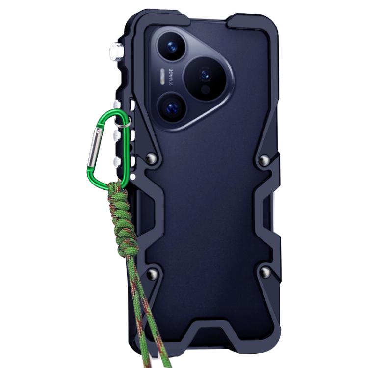 For Huawei Pura 70 Trigger Design Hollow Metal Frame Phone Case with Lanyard