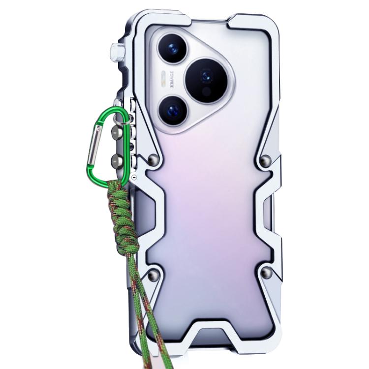 For Huawei Pura 70 Trigger Design Hollow Metal Frame Phone Case with Lanyard