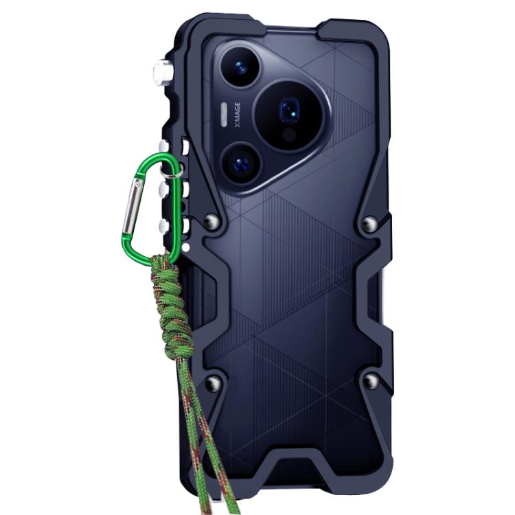 For Huawei Pura 70 Pro+ Trigger Design Hollow Metal Frame Phone Case with Lanyard