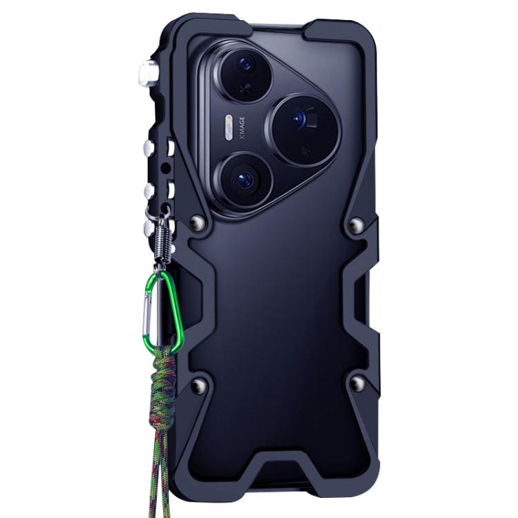 For Huawei Pura 80 Pro Trigger Design Hollow Metal Frame Phone Case with Lanyard