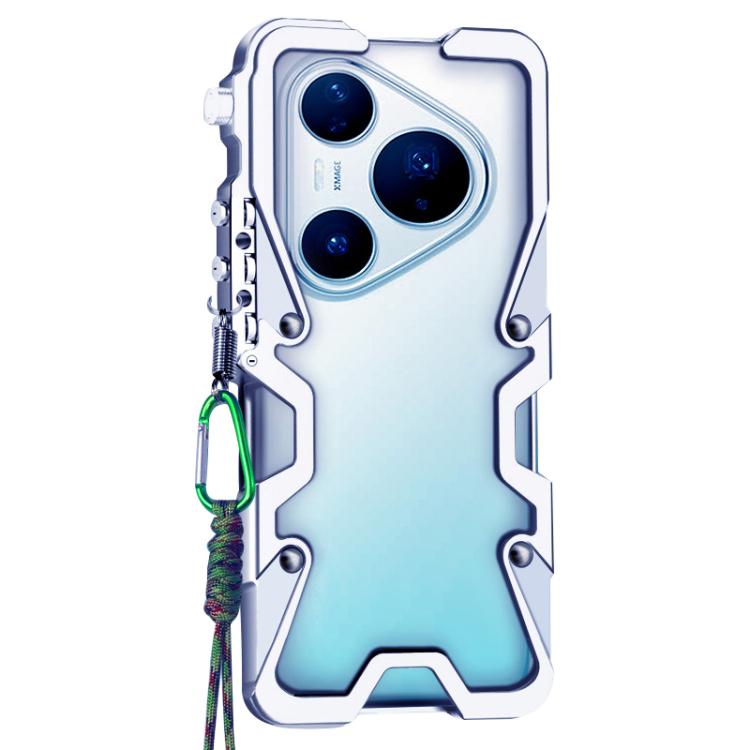 For Huawei Pura 80 Pro Trigger Design Hollow Metal Frame Phone Case with Lanyard