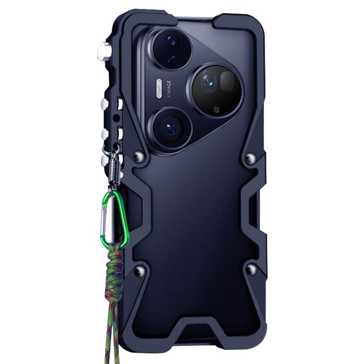 For Huawei Pura 80 Ultra Trigger Design Hollow Metal Frame Phone Case with Lanyard