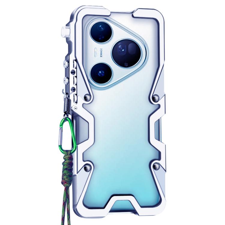 For Huawei Pura 80 Ultra Trigger Design Hollow Metal Frame Phone Case with Lanyard