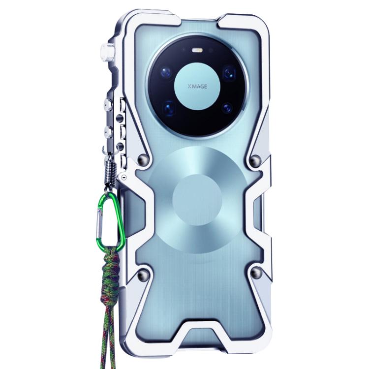 For Huawei Mate 80 Pro Max Trigger Design Hollow Metal Frame Phone Case with Lanyard
