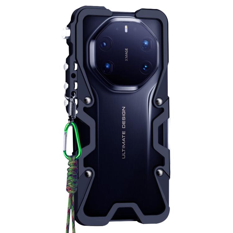 For Huawei Mate 80 RS Ultimate Trigger Design Hollow Metal Frame Phone Case with Lanyard