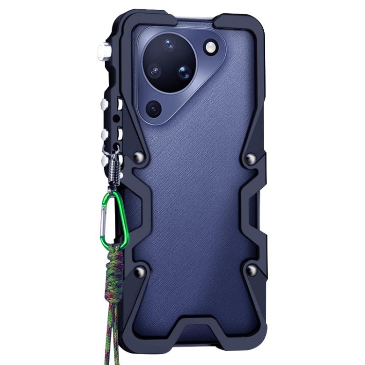 For Huawei Pura 90 Trigger Design Hollow Metal Frame Phone Case with Lanyard