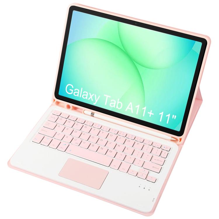 For Samsung Galaxy Tab A11+ Candy Color TPU Touch Bluetooth Keyboard Leather Tablet Case with Pen Holder