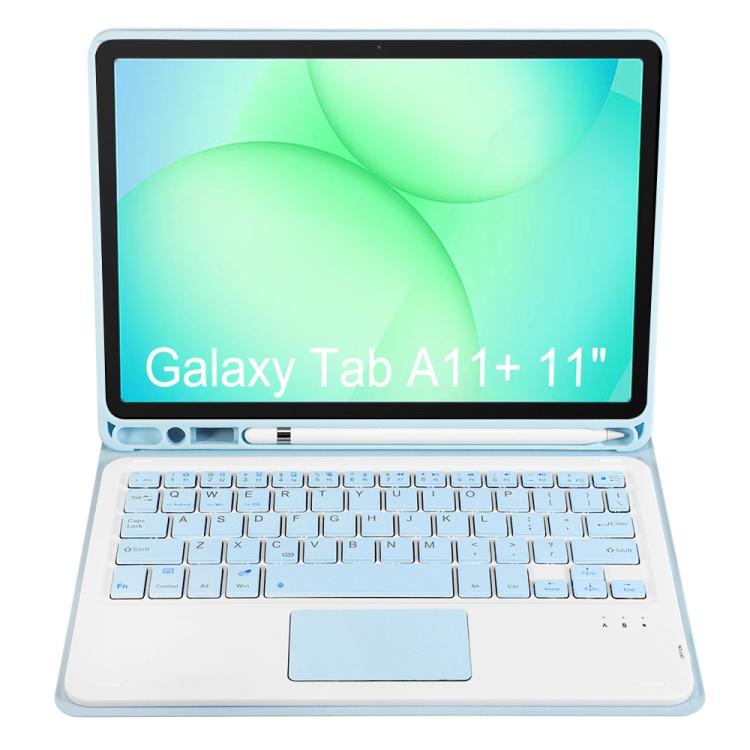 For Samsung Galaxy Tab A11+ Candy Color TPU Touch Bluetooth Keyboard Leather Tablet Case with Pen Holder